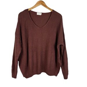 Dreamers Shaker Knit V-neck Sweater Size M/L